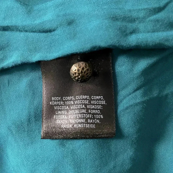 ANTHROPOLOGIE MAEVE | Elia Floral Open - Shoulder Dark Turquoise Dress Size 8 - Picture 12 of 13